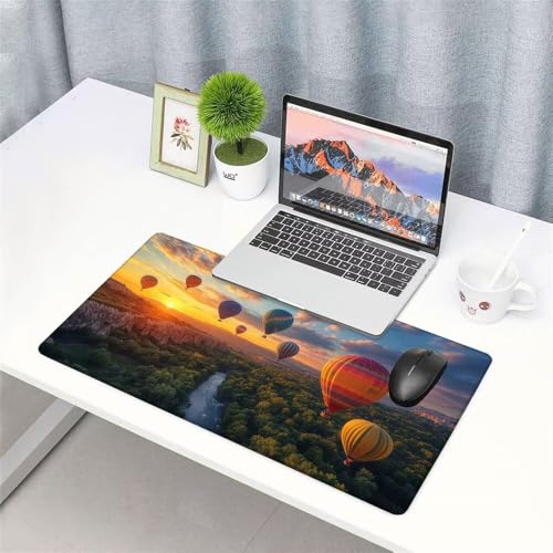 Heißluftballon Mauspad 900x500x3mm, Mousepad Gaming Mauspad Landschaft Mousepad XXL, Mouse Pad mit Vernähten Kanten und Gummibasis, Schreibtisch Zubehör, für Gaming Tastatur und Maus, f-360 Bild 3