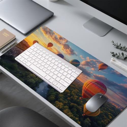 Heißluftballon Mauspad 900x500x3mm, Mousepad Gaming Mauspad Landschaft Mousepad XXL, Mouse Pad mit Vernähten Kanten und Gummibasis, Schreibtisch Zubehör, für Gaming Tastatur und Maus, f-360 Bild 4