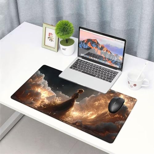 Frau Mauspad 900x500x3mm, Mousepad Gaming Mauspad die Welle Mousepad XXL, Mouse Pad mit Vernähten Kanten und rutschfeste Gummibasis, Schreibtisch Zubehör, Maus Pad für Gaming Tastatur und Maus, f-332 Bild 3