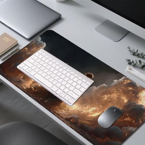 Frau Mauspad 900x500x3mm, Mousepad Gaming Mauspad die Welle Mousepad XXL, Mouse Pad mit Vernähten Kanten und rutschfeste Gummibasis, Schreibtisch Zubehör, Maus Pad für Gaming Tastatur und Maus, f-332 Bild 4