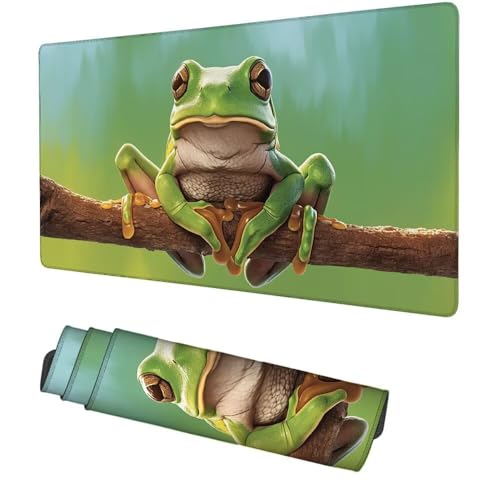 Frosch Mauspad 1000x500x3mm, Mousepad Gaming Mauspad Grün Mousepad XXL, Mouse Pad mit Vernähten Kanten und rutschfeste Gummibasis, Schreibtisch Zubehör, Maus Pad für Gaming Tastatur und Maus, f-356 Bild 1