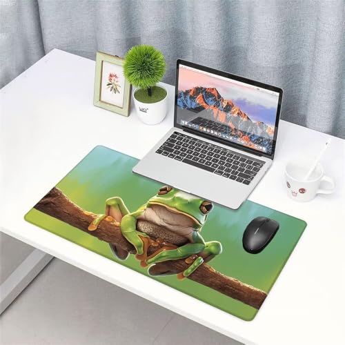 Frosch Mauspad 1000x500x3mm, Mousepad Gaming Mauspad Grün Mousepad XXL, Mouse Pad mit Vernähten Kanten und rutschfeste Gummibasis, Schreibtisch Zubehör, Maus Pad für Gaming Tastatur und Maus, f-356 Bild 3