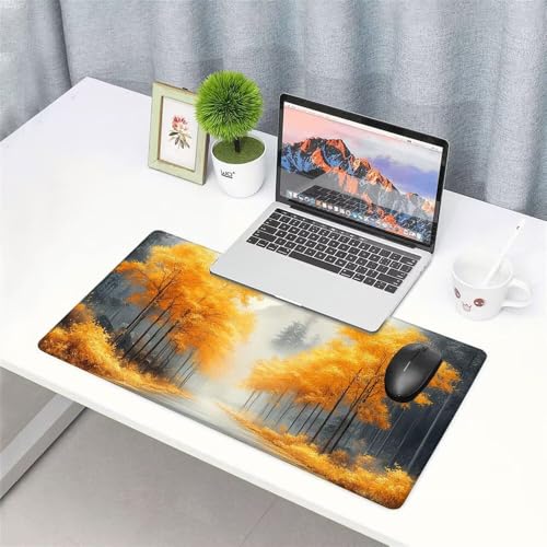 Baum Mauspad 1000x500x3mm, Mousepad Gaming Mauspad Orange Mousepad XXL, Mouse Pad mit Vernähten Kanten und rutschfeste Gummibasis, Schreibtisch Zubehör, Maus Pad für Gaming Tastatur und Maus, f-382 Bild 3