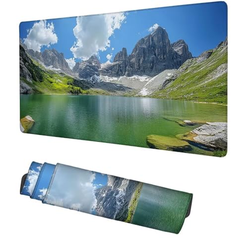 Berg Mauspad 1000x500x3mm, Mousepad Gaming Mauspad Grün Mousepad XXL, Mouse Pad mit Vernähten Kanten und rutschfeste Gummibasis, Schreibtisch Zubehör, Maus Pad für Gaming Tastatur und Maus, f-376 Bild 1