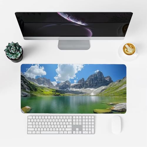 Berg Mauspad 1000x500x3mm, Mousepad Gaming Mauspad Grün Mousepad XXL, Mouse Pad mit Vernähten Kanten und rutschfeste Gummibasis, Schreibtisch Zubehör, Maus Pad für Gaming Tastatur und Maus, f-376 Bild 2