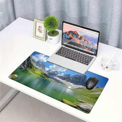 Berg Mauspad 1000x500x3mm, Mousepad Gaming Mauspad Grün Mousepad XXL, Mouse Pad mit Vernähten Kanten und rutschfeste Gummibasis, Schreibtisch Zubehör, Maus Pad für Gaming Tastatur und Maus, f-376 Bild 3