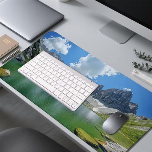 Berg Mauspad 1000x500x3mm, Mousepad Gaming Mauspad Grün Mousepad XXL, Mouse Pad mit Vernähten Kanten und rutschfeste Gummibasis, Schreibtisch Zubehör, Maus Pad für Gaming Tastatur und Maus, f-376 Bild 4