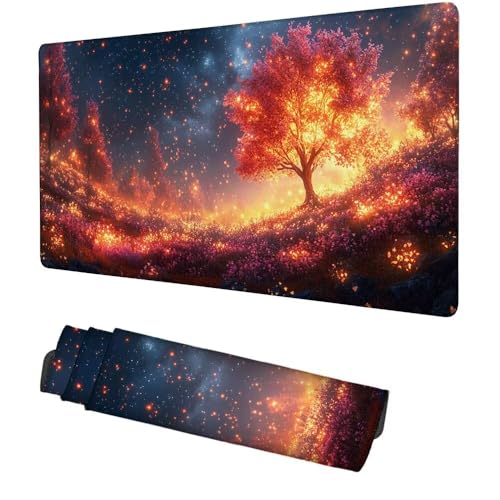 Baum Mauspad 900x500x3mm, Mousepad Gaming Mauspad Fantasie Mousepad XXL, Mouse Pad mit Vernähten Kanten und rutschfeste Gummibasis, Schreibtisch Zubehör, Maus Pad für Gaming Tastatur und Maus, f-390 Bild 1