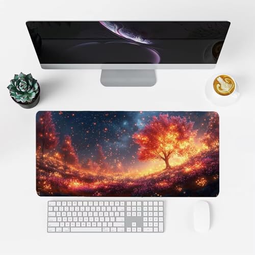 Baum Mauspad 900x500x3mm, Mousepad Gaming Mauspad Fantasie Mousepad XXL, Mouse Pad mit Vernähten Kanten und rutschfeste Gummibasis, Schreibtisch Zubehör, Maus Pad für Gaming Tastatur und Maus, f-390 Bild 2