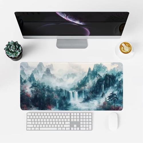 Berg Mauspad 1000x500x3mm, Mousepad Gaming Mauspad Landschaft Mousepad XXL, Mouse Pad mit Vernähten Kanten und rutschfeste Gummibasis, Schreibtisch Zubehör, für Gaming Tastatur und Maus, f-374 Bild 2