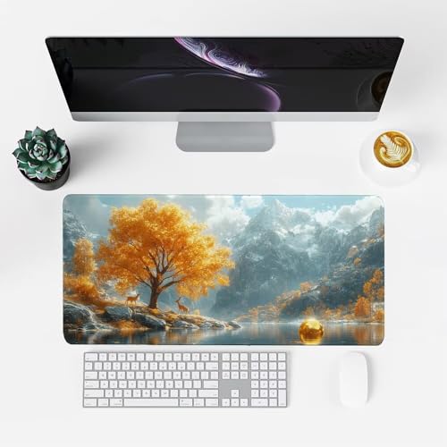 Baum Mauspad 1000x500x3mm, Mousepad Gaming Mauspad Landschaft Mousepad XXL, Mouse Pad mit Vernähten Kanten und rutschfeste Gummibasis, Schreibtisch Zubehör, für Gaming Tastatur und Maus, f-386 Bild 2