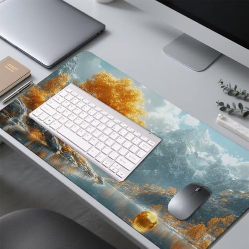 Baum Mauspad 1000x500x3mm, Mousepad Gaming Mauspad Landschaft Mousepad XXL, Mouse Pad mit Vernähten Kanten und rutschfeste Gummibasis, Schreibtisch Zubehör, für Gaming Tastatur und Maus, f-386 Bild 4
