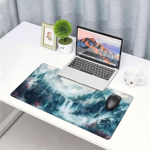 Berg Mauspad 900x500x3mm, Mousepad Gaming Mauspad Landschaft Mousepad XXL, Mouse Pad mit Vernähten Kanten und Rutschfeste Gummibasis, Schreibtisch Zubehör, Maus Pad für Gaming Tastatur und Maus, f-374 Bild 3