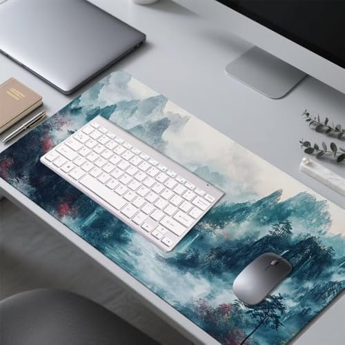 Berg Mauspad 900x500x3mm, Mousepad Gaming Mauspad Landschaft Mousepad XXL, Mouse Pad mit Vernähten Kanten und Rutschfeste Gummibasis, Schreibtisch Zubehör, Maus Pad für Gaming Tastatur und Maus, f-374 Bild 4