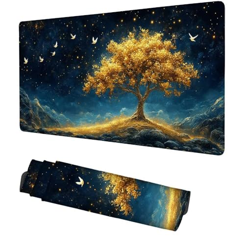 Baum Mauspad 1000x500x3mm, Mousepad Gaming Mauspad Sternenhimmel Mousepad XXL, Mouse Pad mit Vernähten Kanten und rutschfeste Gummibasis, Schreibtisch Zubehör, für Gaming Tastatur und Maus, f-392 Bild 1