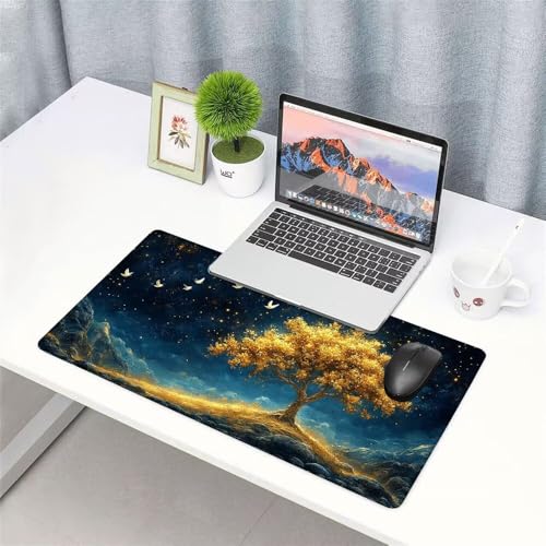 Baum Mauspad 1000x500x3mm, Mousepad Gaming Mauspad Sternenhimmel Mousepad XXL, Mouse Pad mit Vernähten Kanten und rutschfeste Gummibasis, Schreibtisch Zubehör, für Gaming Tastatur und Maus, f-392 Bild 3