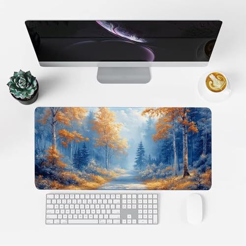Baum Mauspad 900x500x3mm, Mousepad Gaming Mauspad Landschaft Mousepad XXL, Mouse Pad mit Vernähten Kanten und Rutschfeste Gummibasis, Schreibtisch Zubehör, Maus Pad für Gaming Tastatur und Maus, f-384 Bild 2