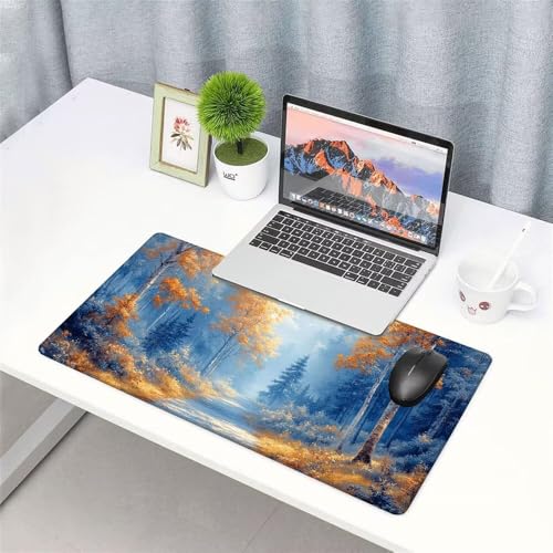 Baum Mauspad 900x500x3mm, Mousepad Gaming Mauspad Landschaft Mousepad XXL, Mouse Pad mit Vernähten Kanten und Rutschfeste Gummibasis, Schreibtisch Zubehör, Maus Pad für Gaming Tastatur und Maus, f-384 Bild 3