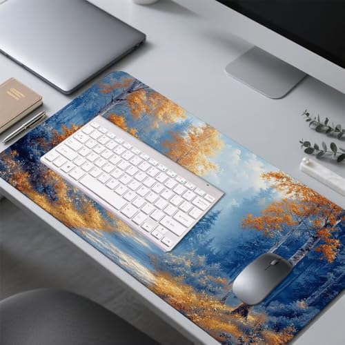 Baum Mauspad 900x500x3mm, Mousepad Gaming Mauspad Landschaft Mousepad XXL, Mouse Pad mit Vernähten Kanten und Rutschfeste Gummibasis, Schreibtisch Zubehör, Maus Pad für Gaming Tastatur und Maus, f-384 Bild 4