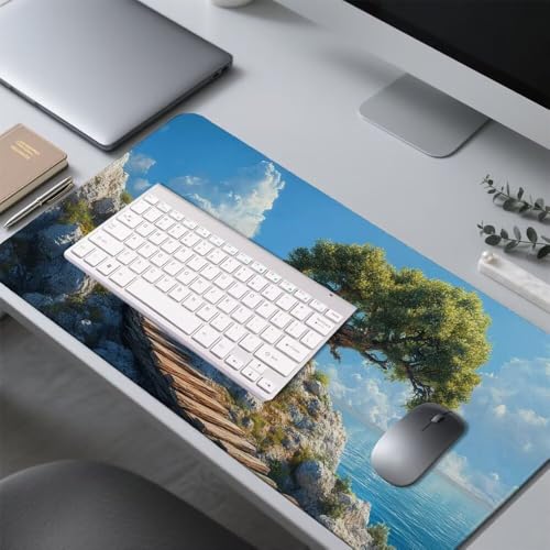 Baum Mauspad 1000x500x3mm, Mousepad Gaming Mauspad blau Mousepad XXL, Mouse Pad mit Vernähten Kanten und rutschfeste Gummibasis, Schreibtisch Zubehör, Maus Pad für Gaming Tastatur und Maus, f-388 Bild 4