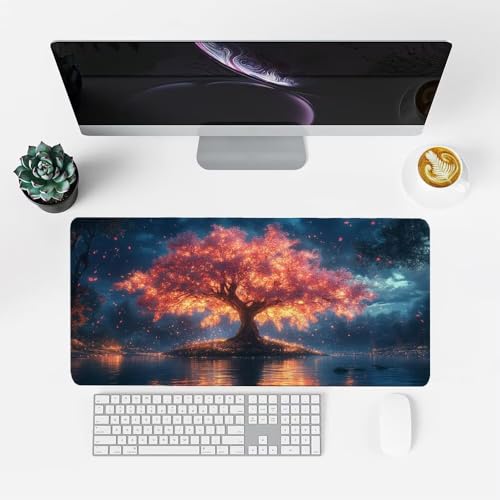 Wald Mauspad 900x500x3mm, Mousepad Gaming Mauspad Baum Mousepad XXL, Mouse Pad mit Vernähten Kanten und rutschfeste Gummibasis, Schreibtisch Zubehör, Maus Pad für Gaming Tastatur und Maus, f-362 Bild 2