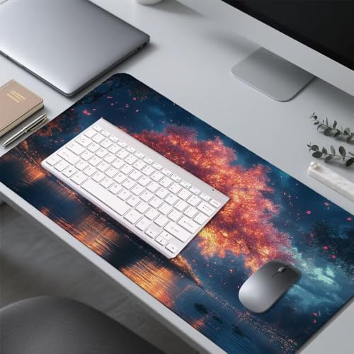 Wald Mauspad 900x500x3mm, Mousepad Gaming Mauspad Baum Mousepad XXL, Mouse Pad mit Vernähten Kanten und rutschfeste Gummibasis, Schreibtisch Zubehör, Maus Pad für Gaming Tastatur und Maus, f-362 Bild 4