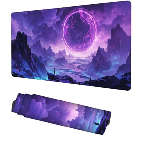 Berg Mauspad 900x500x3mm, Mousepad Gaming Mauspad Lila Mousepad XXL, Mouse Pad mit Vernähten Kanten und rutschfeste Gummibasis, Schreibtisch Zubehör, Maus Pad für Gaming Tastatur und Maus, f-378 Bild 1