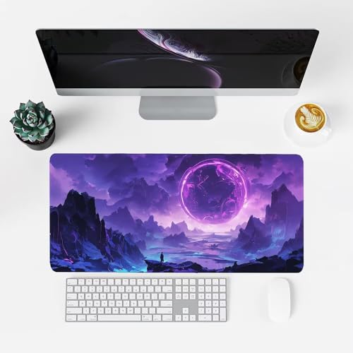Berg Mauspad 900x500x3mm, Mousepad Gaming Mauspad Lila Mousepad XXL, Mouse Pad mit Vernähten Kanten und rutschfeste Gummibasis, Schreibtisch Zubehör, Maus Pad für Gaming Tastatur und Maus, f-378 Bild 2