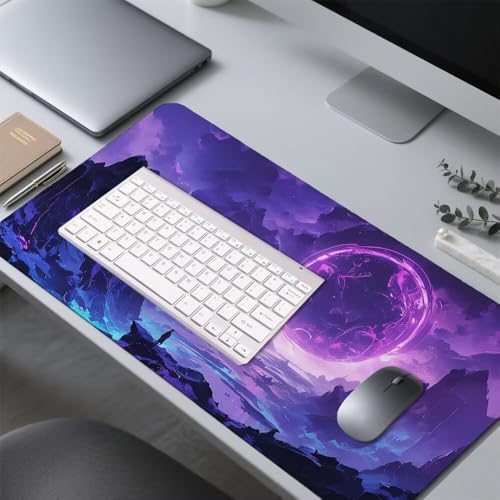 Berg Mauspad 900x500x3mm, Mousepad Gaming Mauspad Lila Mousepad XXL, Mouse Pad mit Vernähten Kanten und rutschfeste Gummibasis, Schreibtisch Zubehör, Maus Pad für Gaming Tastatur und Maus, f-378 Bild 4