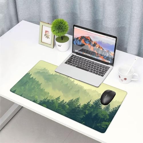 Wald Mauspad 900x500x3mm, Mousepad Gaming Mauspad Nebel Mousepad XXL, Mouse Pad mit Vernähten Kanten und rutschfeste Gummibasis, Schreibtisch Zubehör, Maus Pad für Gaming Tastatur und Maus, f-366 Bild 3