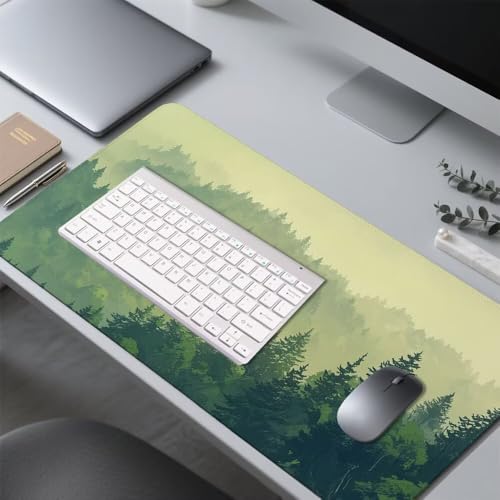Wald Mauspad 900x500x3mm, Mousepad Gaming Mauspad Nebel Mousepad XXL, Mouse Pad mit Vernähten Kanten und rutschfeste Gummibasis, Schreibtisch Zubehör, Maus Pad für Gaming Tastatur und Maus, f-366 Bild 4