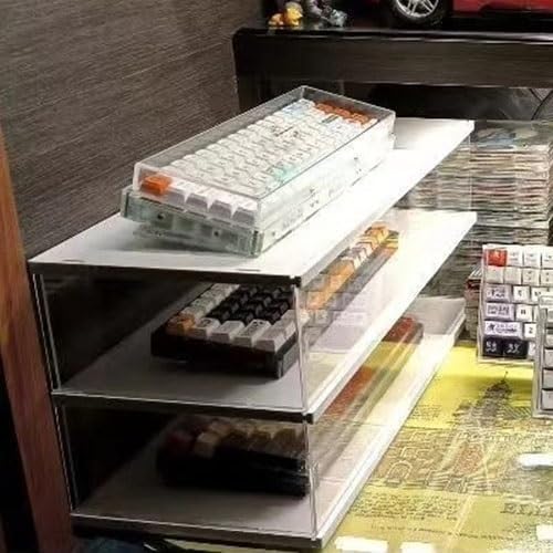 Vitrine, Acryl-Tastatur-Aufbewahrungsbox, Gaming-Tastatur- und Maus-Aufbewahrungshalter, stapelbarer Organizer, Arbeitsplatte, staubdichter Schutz, Vitrine Organizer, Home Storage Bild 3