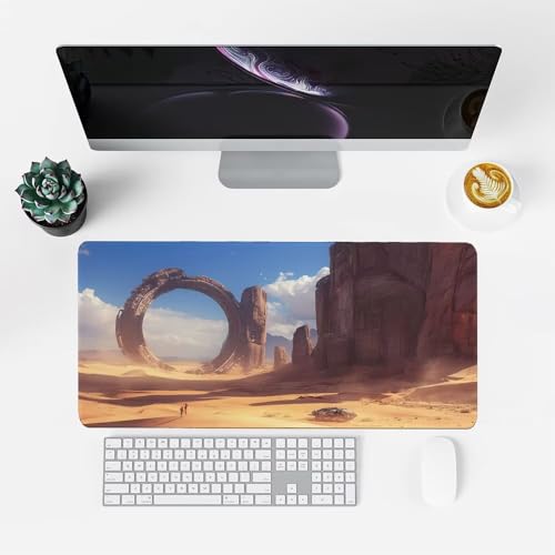 Wüste Mauspad 1000x500x3mm, Mousepad Gaming Mauspad blau Mousepad XXL, Mouse Pad mit Vernähten Kanten und rutschfeste Gummibasis, Schreibtisch Zubehör, Maus Pad für Gaming Tastatur und Maus, f-368 Bild 2