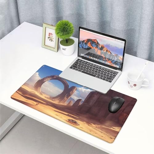 Wüste Mauspad 1000x500x3mm, Mousepad Gaming Mauspad blau Mousepad XXL, Mouse Pad mit Vernähten Kanten und rutschfeste Gummibasis, Schreibtisch Zubehör, Maus Pad für Gaming Tastatur und Maus, f-368 Bild 3