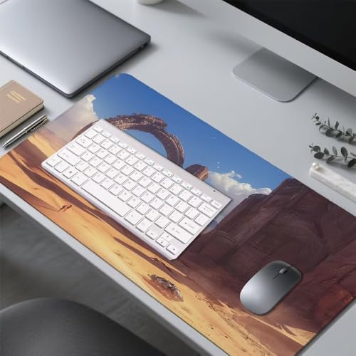 Wüste Mauspad 1000x500x3mm, Mousepad Gaming Mauspad blau Mousepad XXL, Mouse Pad mit Vernähten Kanten und rutschfeste Gummibasis, Schreibtisch Zubehör, Maus Pad für Gaming Tastatur und Maus, f-368 Bild 4
