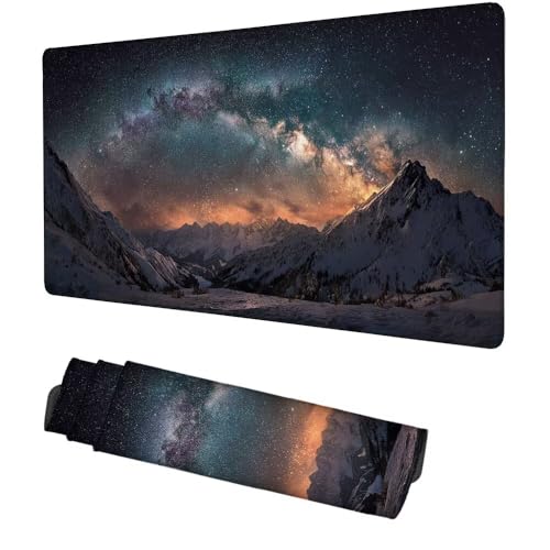 Berg Mauspad 900x500x3mm, Mousepad Gaming Mauspad Landschaft Mousepad XXL, Mouse Pad mit Vernähten Kanten und Rutschfeste Gummibasis, Schreibtisch Zubehör, Maus Pad für Gaming Tastatur und Maus, f-372 Bild 1