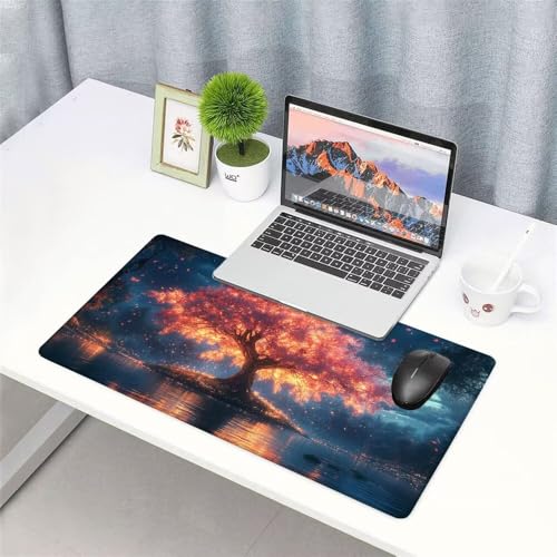 Wald Mauspad 1000x500x3mm, Mousepad Gaming Mauspad Baum Mousepad XXL, Mouse Pad mit Vernähten Kanten und rutschfeste Gummibasis, Schreibtisch Zubehör, Maus Pad für Gaming Tastatur und Maus, f-362 Bild 3