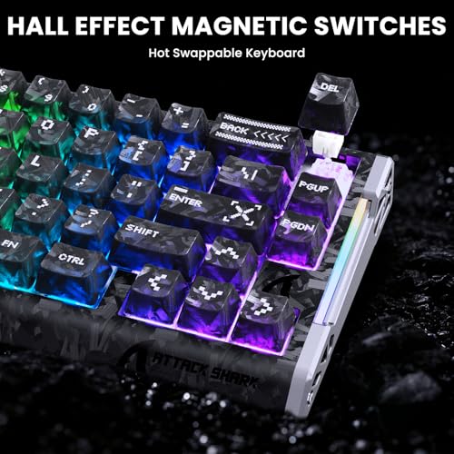ATTACK SHARK R68 HE – kabelgebundene Gaming-Tastatur aus Carbonfaser mit Magnetanschluss, X11 Ultra 42K DPI PAW3950 MAX TRI-Mode, 8K-Funkmaus, RGB-Beleuchtung, Spiralkabel – für Arbeit und Gaming Bild 2
