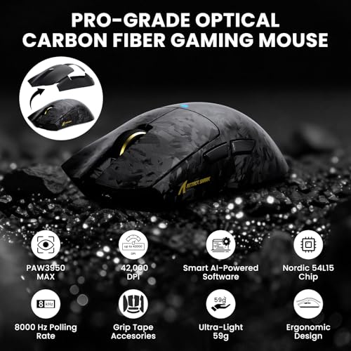 ATTACK SHARK R68 HE – kabelgebundene Gaming-Tastatur aus Carbonfaser mit Magnetanschluss, X11 Ultra 42K DPI PAW3950 MAX TRI-Mode, 8K-Funkmaus, RGB-Beleuchtung, Spiralkabel – für Arbeit und Gaming Bild 5