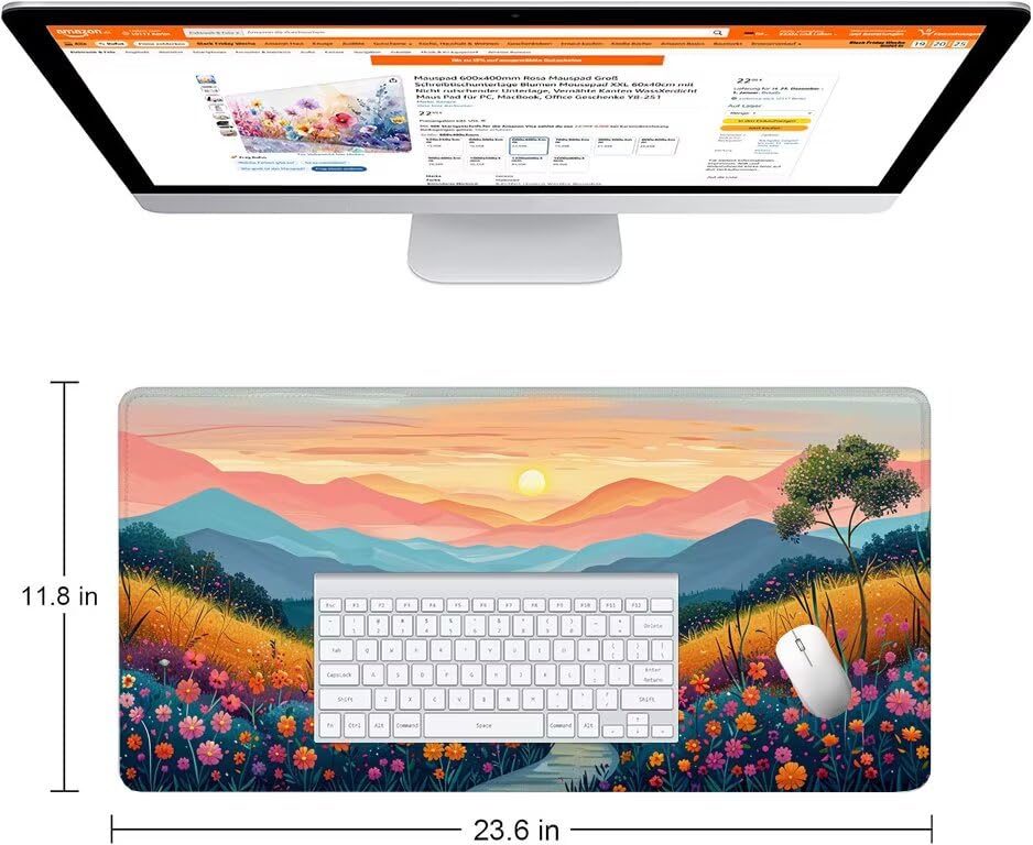 Schreibtischunterlage Gebirge Mauspad XXL 150x80cm Mousepad Landschaft Gaming Mauspad mit Nicht rutschender Unterlage, Vernähte Kanten WassXerdicht Anti-Rutsch Maus Pad für PC, MacBook, Laptop F0-911 Bild 2