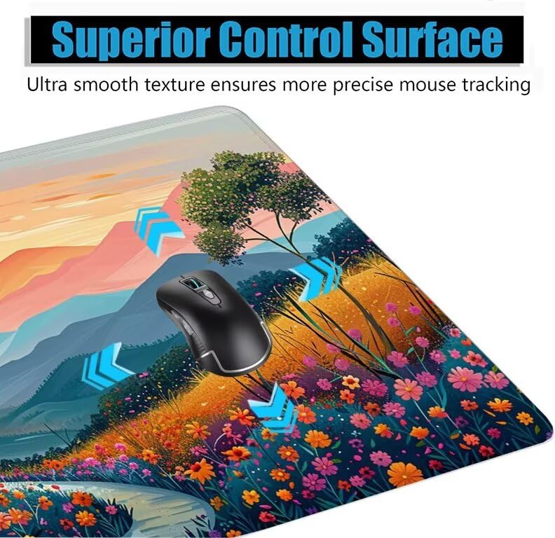 Schreibtischunterlage Gebirge Mauspad XXL 150x80cm Mousepad Landschaft Gaming Mauspad mit Nicht rutschender Unterlage, Vernähte Kanten WassXerdicht Anti-Rutsch Maus Pad für PC, MacBook, Laptop F0-911 Bild 5