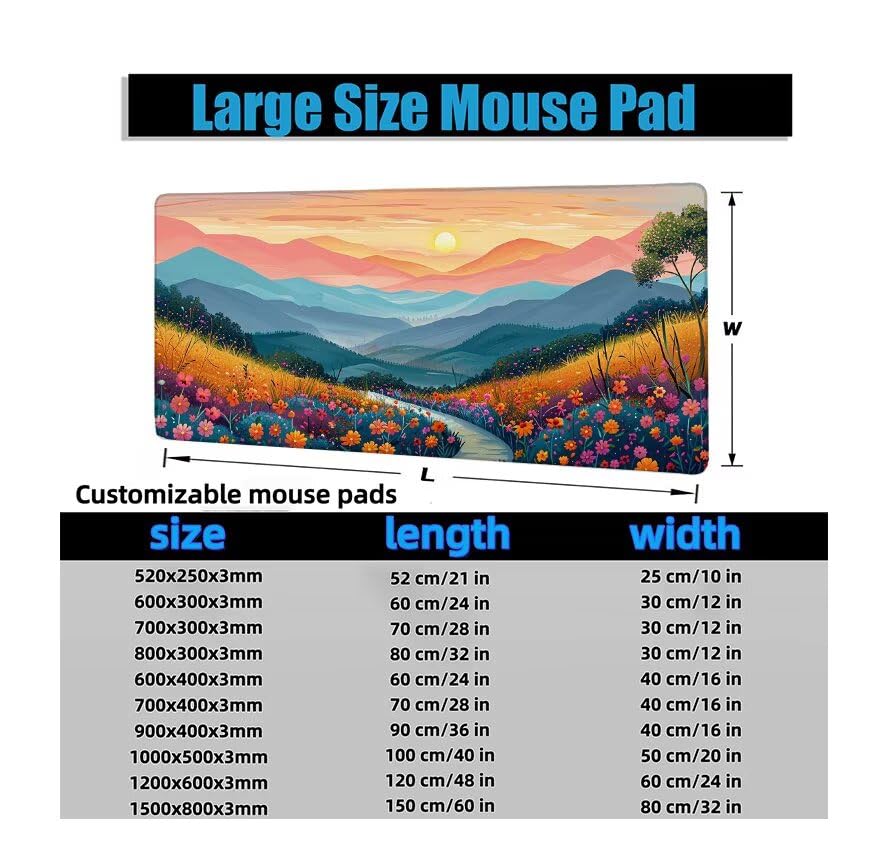 Schreibtischunterlage Gebirge Mauspad XXL 150x80cm Mousepad Landschaft Gaming Mauspad mit Nicht rutschender Unterlage, Vernähte Kanten WassXerdicht Anti-Rutsch Maus Pad für PC, MacBook, Laptop F0-911 Bild 6