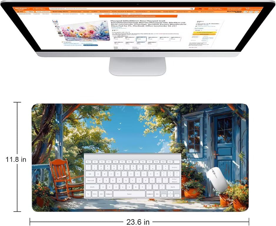 Schreibtischunterlage Blau Mauspad XXL 150x80cm Mousepad Tür Gaming Mauspad mit Nicht rutschender Unterlage, Vernähte Kanten WassXerdicht Anti-Rutsch Maus Pad für PC, MacBook, Laptop, Office F0-896 Bild 2