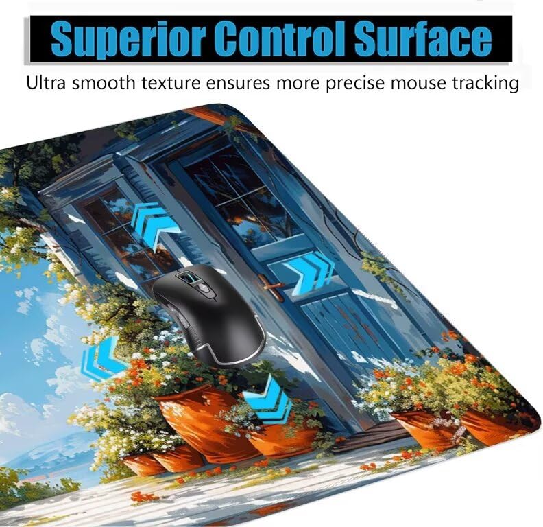 Schreibtischunterlage Blau Mauspad XXL 150x80cm Mousepad Tür Gaming Mauspad mit Nicht rutschender Unterlage, Vernähte Kanten WassXerdicht Anti-Rutsch Maus Pad für PC, MacBook, Laptop, Office F0-896 Bild 5