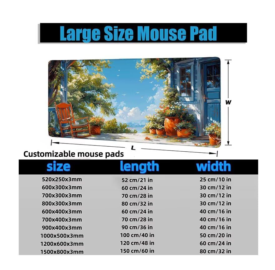 Schreibtischunterlage Blau Mauspad XXL 150x80cm Mousepad Tür Gaming Mauspad mit Nicht rutschender Unterlage, Vernähte Kanten WassXerdicht Anti-Rutsch Maus Pad für PC, MacBook, Laptop, Office F0-896 Bild 6