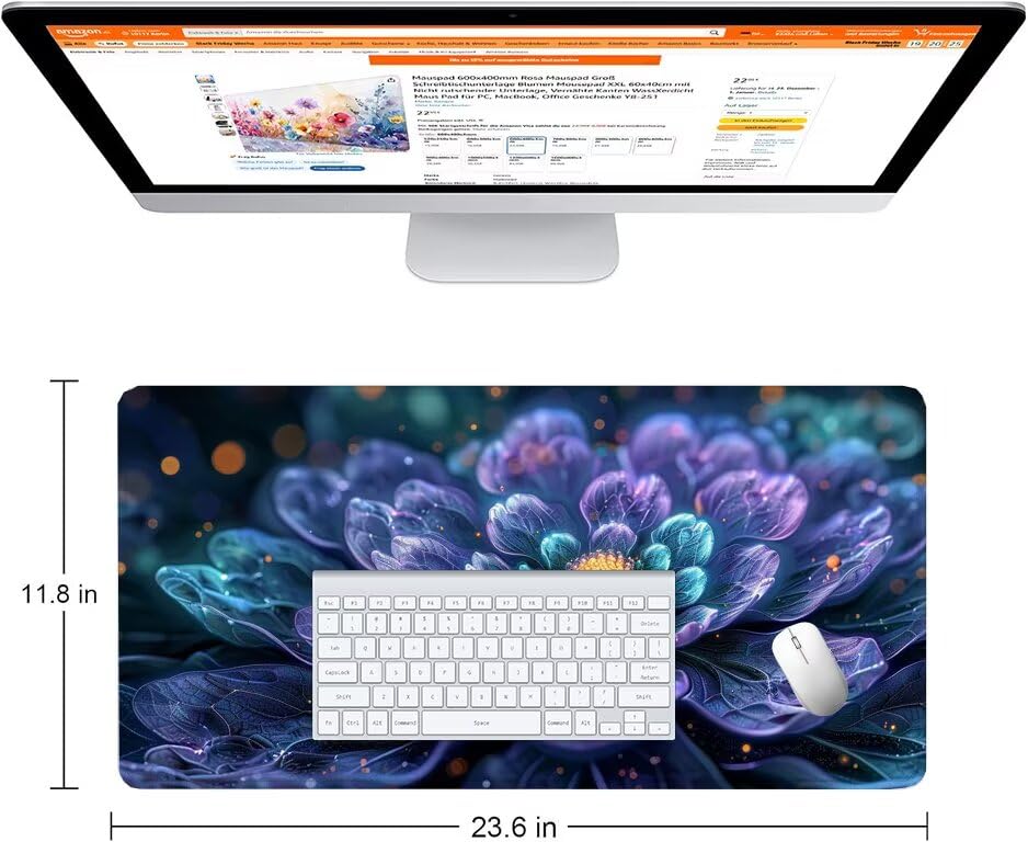 Schreibtischunterlage Lila Mauspad XXL 150x80cm Mousepad Anlage Gaming Mauspad mit Nicht rutschender Unterlage, Vernähte Kanten WassXerdicht Anti-Rutsch Maus Pad für Laptop, Office Geschenke F0-893 Bild 2