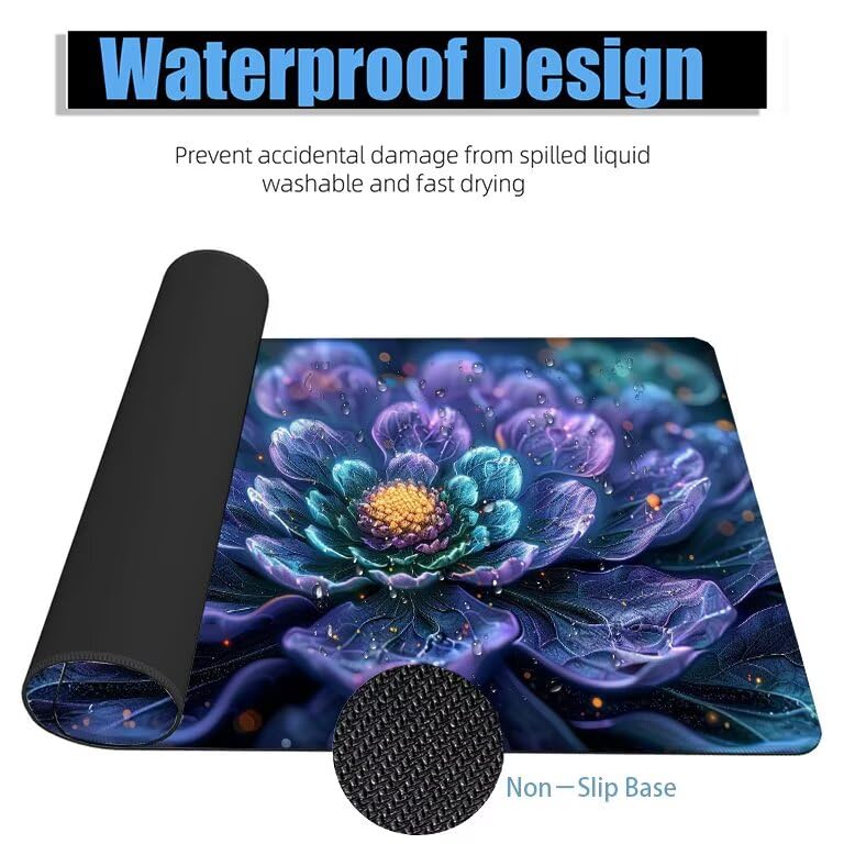 Schreibtischunterlage Lila Mauspad XXL 150x80cm Mousepad Anlage Gaming Mauspad mit Nicht rutschender Unterlage, Vernähte Kanten WassXerdicht Anti-Rutsch Maus Pad für Laptop, Office Geschenke F0-893 Bild 4