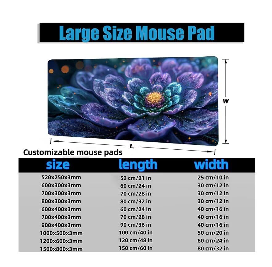 Schreibtischunterlage Lila Mauspad XXL 150x80cm Mousepad Anlage Gaming Mauspad mit Nicht rutschender Unterlage, Vernähte Kanten WassXerdicht Anti-Rutsch Maus Pad für Laptop, Office Geschenke F0-893 Bild 6
