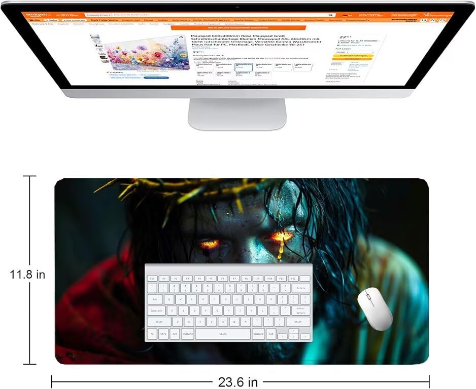 Schreibtischunterlage Schwarz Mauspad XXL 150x80cm Mousepad Mann Gaming Mauspad mit Nicht rutschender Unterlage, Vernähte Kanten WassXerdicht Anti-Rutsch Maus Pad für Laptop, Office Geschenke F0-926 Bild 2