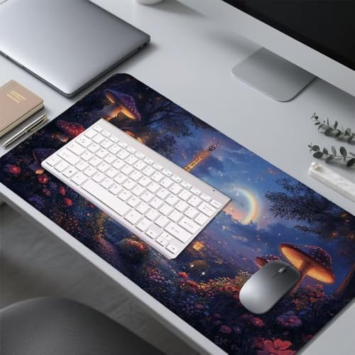 Der Turm Mauspad 900x500x3mm, Mousepad Gaming Mauspad Landschaft Mousepad XXL, Mouse Pad mit Vernähten Kanten und rutschfeste Gummibasis, Schreibtisch Zubehör, für Gaming Tastatur und Maus, f-422 Bild 4